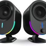 Computer Speakers,  Bluetooth PC Speakers, DC Gaming Speaker with 3 EQ Modes, Stereo Speakers with 6 RGB Modes, Aux in, Headphone, USB port Speaker for Laptop/Desktop/TV, 2*15W, 2.0 CH