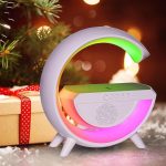 LED Table Lamp with Wireless Charger | 3-in-1 Night Light w/Bluetooth Speaker & LED Light - Rechargeable 1200 mAh Battery, USB Type C, SD Card, Aux - Bedside Lamp for Bedroom, Party - Image 2