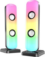 Computer Speakers for Desktop, 20W Hi-Fi Stereo Gaming Speakers with Bluetooth & 3.5mm Aux-in Connection, Controllable RGB Lights, AC Adapter PC Speakers for Laptop, Monitors, Phones, TV