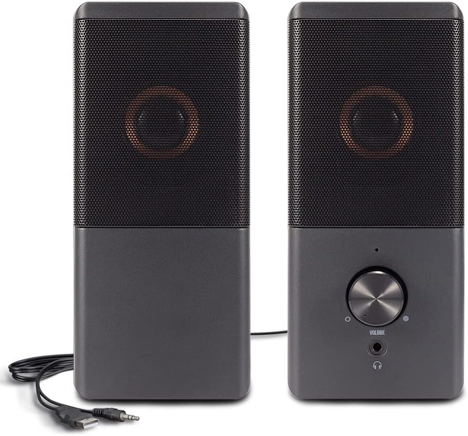 61IJpSYcD6L._AC_SL1000_.jpg Computer Speaker, Compact Size Speaker with Headphone Jack, Enhanced Bass and Volume Control, Stereo 2.0 USB 3.5mm Aux Multimedia Speakers for Laptop/Desktop/Tablets/Phone - Image 1