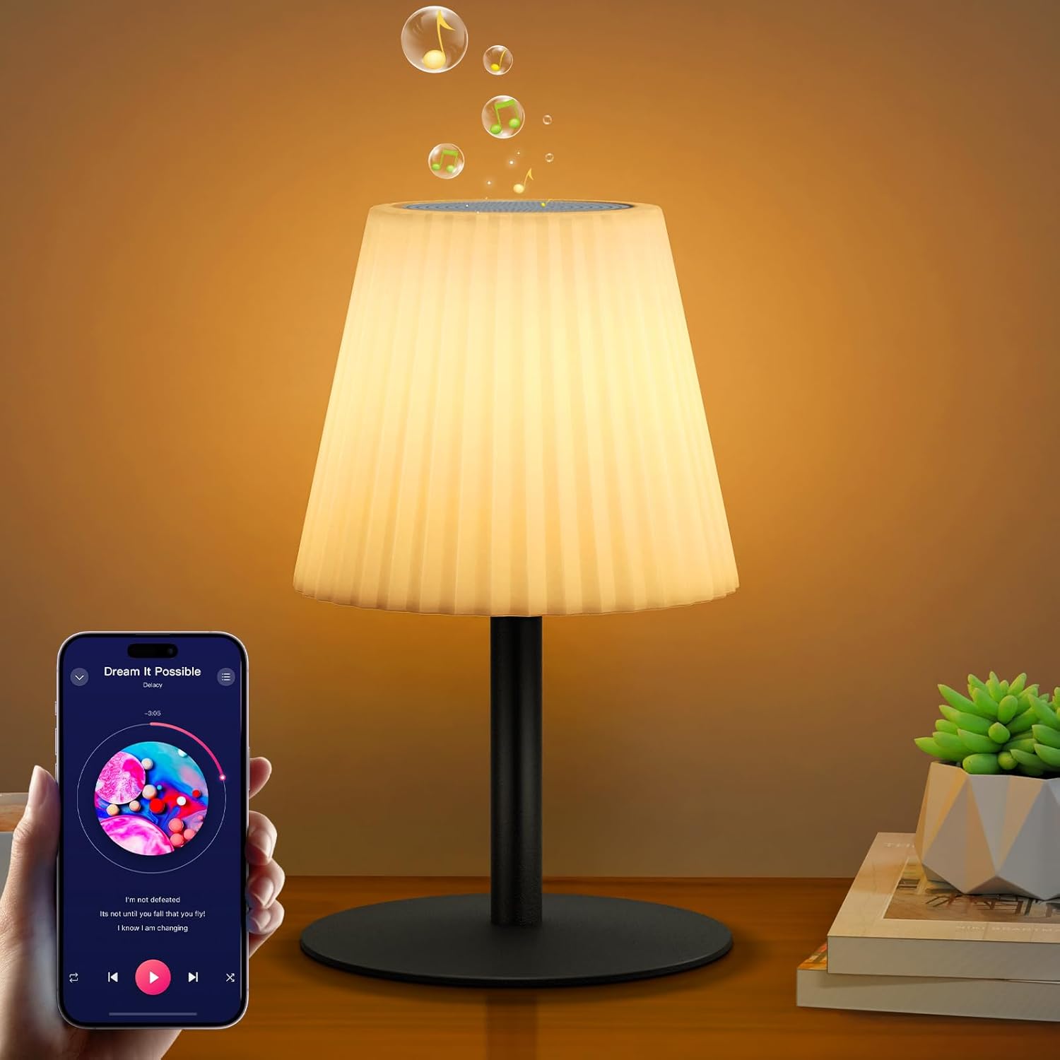 61nStUFD37L._AC_SL1500_.jpg Shower Lamp with Speaker Cordless Outdoor Speaker Table Lamp with RGB Lights, USB Rechargeable Portable IP44 Water-Resistant for Outdoor & Indoor, Suitable for Bathroom Patio Garden and Party - Image 1