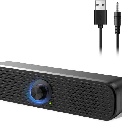 Computer Speakers for Desktop Laptop Tablet, USB PC Speakers, Small Speakers Wired with Volume Control for Cellphone Pad MP3, Stereo Sound with 3.5mm Audio Plug for Windows Mac Linux PCs