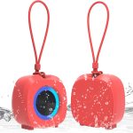 Speaker, Small Portable Bluetooth Wireless IPX5 Waterproof Shower Speaker,Loud Stereo Sound Deep Bass,Dual Pairing, RGB Lights,Long Playtime for Outdoor Party, Great Gift,1PC(Red)
