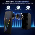 Desktop Speakers with Enhanced Bass, Volume Control & 6 Colorful Lights - USB & 3.5mm Aux Gaming Speakers for Laptop, PC, Tablet, Phone - Image 2