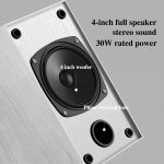 30W X 2 Bookshelf Speakers - 3.5-RCA Input for Turntable, TV, PC, Record Player Speakers with 4 Inch Woofer & Wall Mounted, White - Image 2