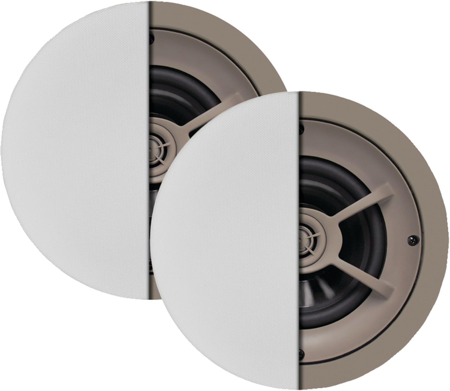 71UpaufnhlL._AC_SL1500_.jpg Pr of 6.5" Graphite Woofer Ceiling Speakers; 8 Ohms Impedance; Frequy Response; 125W Power Handling; Thin-Bezel Grilles Held by - Image 1