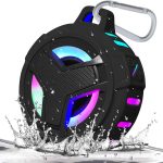 Bluetooth Shower Speaker, Portable Bluetooth Speakers, IP67 Waterproof Wireless Speaker with LED Light, Floating, 2000mAh, True Wireless Stereo for Kayak, Beach, Gifts for unisex -Black