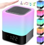 Night Lights Bluetooth Speaker, Alarm Clock Touch Sensor Dimmable Multi-Color Changing Bedside Lamp, MP3 Player, Wireless - Image 2