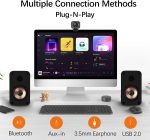 Plug-N-Play Gaming Computer Speakers for Desktop and PC, 30W RMS Active Bookshelf Speaker with 3-Inch Full Range Speaker,Support Bluetooth 5.3, USB Playback,Aux-in and 3.5mm Earphone Port - Image 2