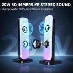 Computer Speakers for Desktop, 20W Hi-Fi Stereo Gaming Speakers with Bluetooth & 3.5mm Aux-in Connection, Controllable RGB Lights, AC Adapter PC Speakers for Laptop, Monitors, Phones, TV - Image 2