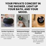 Waterproof Bluetooth Shower Speaker with LED, IPX4 Portable Wireless Hands-Free Mini Speaker, Built-in Mic, Suction Cup (Black) - Image 2