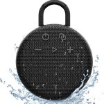 Mini Bluetooth Speaker – Bluetooth 5.3 with 6956C Chipset, IPX7 Waterproof, Rubberized Shell, Clip-On Lanyard, Ultra-Portable for Shower, Pool, Teens, Backpack, Gifts (Black)
