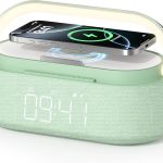Bluetooth Speaker with Fast Wireless Charger,FM Radio,Touch LED Night Light,Phone Holder,Snooze, Portable Wireless Speaker for Bedrooms Office Home, Gifts