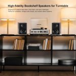 Bookshelf Speakers with Deep Bass, 80W Peak Output HiFi Gaming Computer Speakers, 4" Desktop Audio System for Home Entertainment, Turntable, Pair, Walnut - Image 2